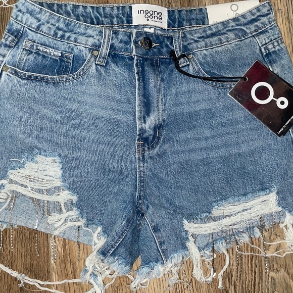 Denim shorts with bedazzled fringe ✨ - Picture 1 of 5